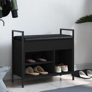 Ithaca Wooden Shoe Bench With 3 Shelves In Black