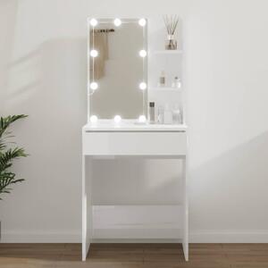 Amherst High Gloss Dressing Table In White With LED Lights