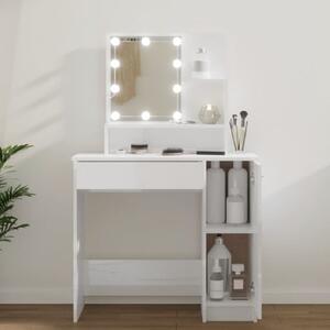 Aurora High Gloss Dressing Table In White With LED Lights