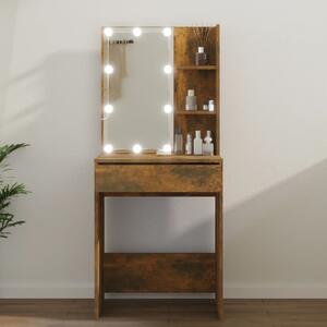 Amherst Wooden Dressing Table In Smoked Oak With LED Lights