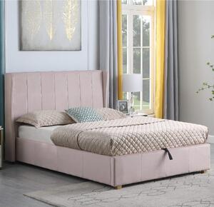 Ashburton Velvet Storage Ottoman Double Bed In Pink