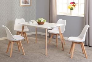 Barrie Rectangular Wooden Dining Table With 4 White Chairs