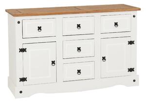 Central Wooden Sideboard With 2 Doors 5 Drawers In White And Oak