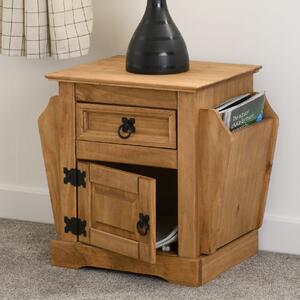 Central Wooden Bedside Cabinet With Magazine Rack In Oak