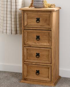 Central Wooden Chest Of 4 Drawers Narrow In Oak