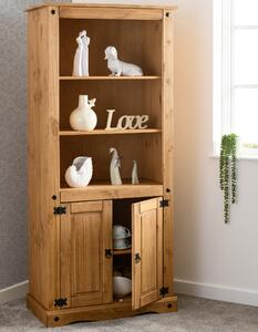 Central Wooden Bookcase With 2 Doors In Oak