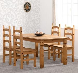 Central Rectangular Wooden Dining Table With 4 Oak Chairs