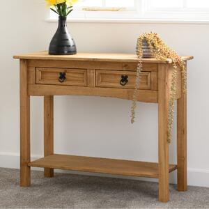 Central Wooden Console Table With 2 Drawers In Oak