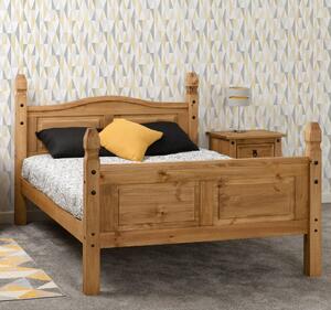 Central Wooden High Foot King Size Bed In Oak