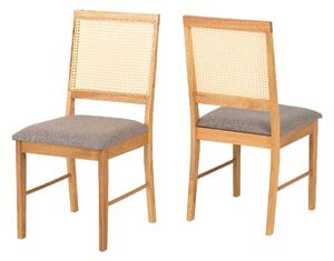 Earville Oak And Grey Wooden Dining Chairs In Pair