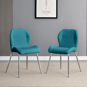 Darcy Teal Faux Leather Dining Chairs In A Pair