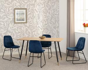 Hanover Oak Wooden Dining Table With 4 Lyster Blue Chairs