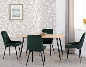 Hanover Oak Wooden Dining Table With 4 Avah Green Chairs