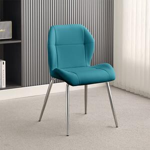 Darcy Faux Leather Dining Chair In Teal With Chrome Legs