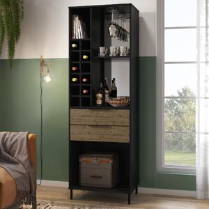 Madric Wooden Wine Cabinet With 12 Bottle Rack In Black