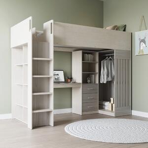 Jamaica Wooden Childer Sleeper Bed With 3 Drawers In White Grey