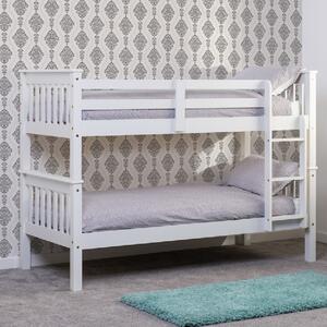 Nevada Wooden Children Bunk Bed With Ladder In White