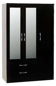 Mack Wooden Wardrobe With 3 Doors And High Gloss Front In Black