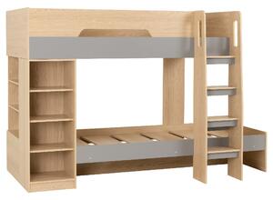 Pana Wooden Children Bunk Bed With Ladder In Grey And Oak