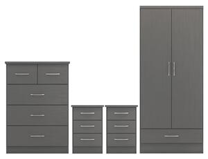 Mack Wooden Furniture Set With 2 Doors Wardrobe In Grey