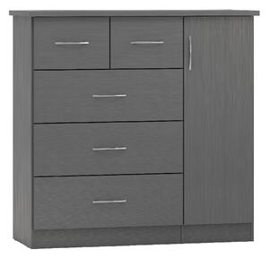 Mack Wooden Sideboard With 1 Door 5 Drawers In Grey