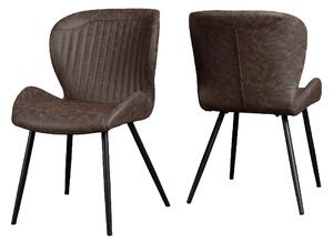 Qinson Brown Faux Leather Dining Chairs In Pair