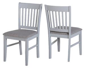 Olney Grey Wooden Dining Chairs With Fabric Seat In Pair