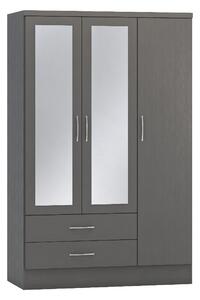 Mack Wooden Wardrobe With 3 Doors 2 Drawers In Grey