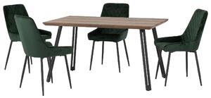 Qinson Oak Wooden Dining Table With 4 Avah Green Chairs