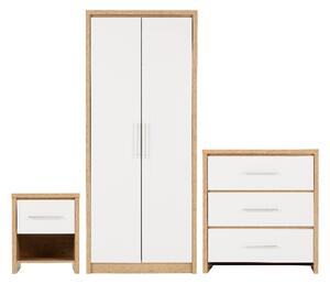 Samaira Wooden Bedroom Set With White Gloss Front In Oak