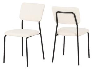 Sanur Ivory Boucle Fabric Dining Chairs In Pair