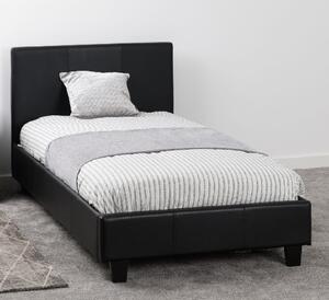 Prenon Faux Leather Single Bed In Black