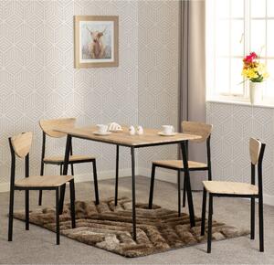 Rexford Wooden Dining Table With 4 Chairs In Light Oak And Black