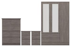 Mack Wooden Furniture Set With 3 Doors Wardrobe In Black