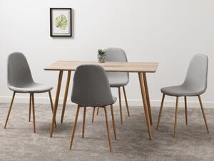 Bakerloo Oak Wooden Dining Table With 4 Grey Chairs