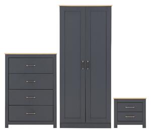 Parnu Wooden Furniture Set With 2 Doors Wardrobe In Grey And Oak