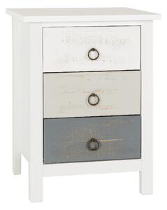 Verox Wooden Bedside Cabinet With 3 Drawers In White And Grey