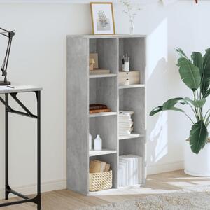 Ames Wooden Bookcase With 7 Compartment In Concrete Grey