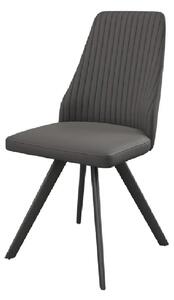 Azido Leather Dining Chair With Black Legs In Dark Grey