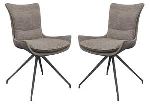 Auxvasse Mink Fabric Swivel Dining Chairs In Pair