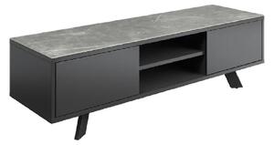 Azido Wooden TV Stand With 2 Doors In Matte Grey Ceramic Top