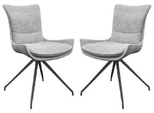 Auxvasse Grey Fabric Swivel Dining Chairs In Pair