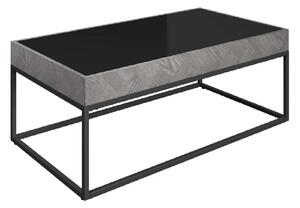 Earlville Black Glass Top Rectangular Coffee Table In Grey