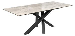 Barrie Small Ceramic Glass Extending Dining Table In Light Grey