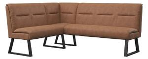 Caldwell Leather Corner Sofa Bench With Black Legs In Tan