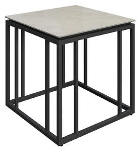 Cabazon Ceramic Side Table With Black Frame In Grey