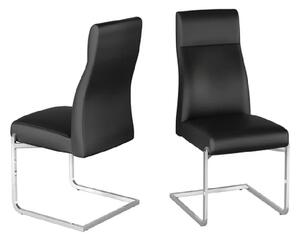 Dallas Black Leather Dining Chairs With Chrome legs In Pair