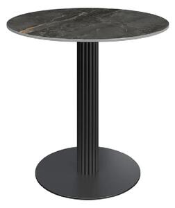 Cadillac Ceramic Dining Table With Ribbed Base In Gloss Grey