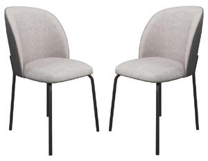 Cadillac Grey Fabric Dining Chairs With Leather Back In Pair