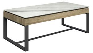 Malibu White Ceramic Top Coffee Table With Grey Legs